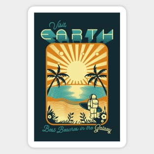 Astronaut Visit Earth Minimalist Surf Design by Tobe Fonseca Magnet